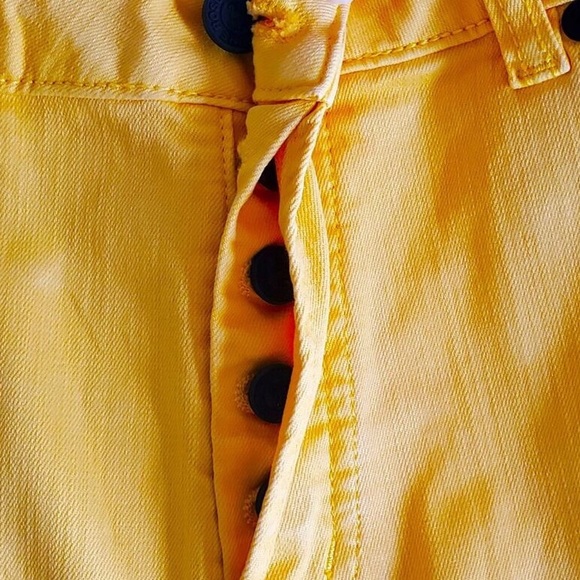 NEW SANDRINE ROSE X FREE PEOPLE WIDE LEG YELLOW HIGH RISE CROP JEANS 25, NWT - Picture 3 of 12